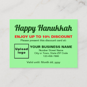 Cartão de Desconto Verde Claro para Hanukkah Comer