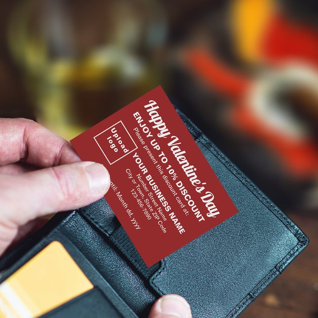 Cartão de Desconto Vermelho do Namorados Comercial (Attract more customers this Valentine's Day. Business Valentine red discount card.)