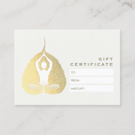 Cartão De Desconto YOGA Instrutor Studio Gift Certificate Bodhi Leaf