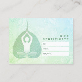 Cartão De Desconto YOGA Instrutor Studio Gift Certificate Bodhi Leaf