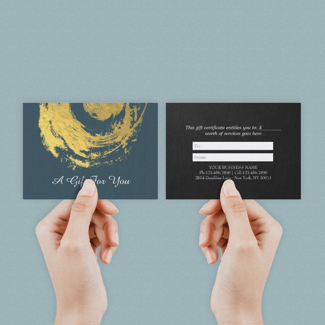 Cartão De Desconto YOGA Massage Gift Certificate Blue Dourado ZEN Sym (Criador carregado)