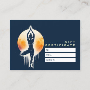 Cartão De Desconto Yoga Meditation Instrutor Tree Pose Full Moon
