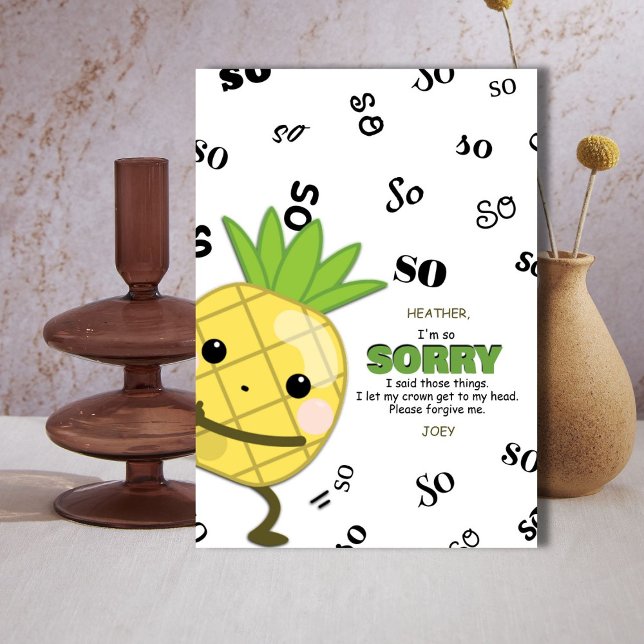 Cartão de Desculpas Pineapple (Say sorry with this fun pineapple apology card.)