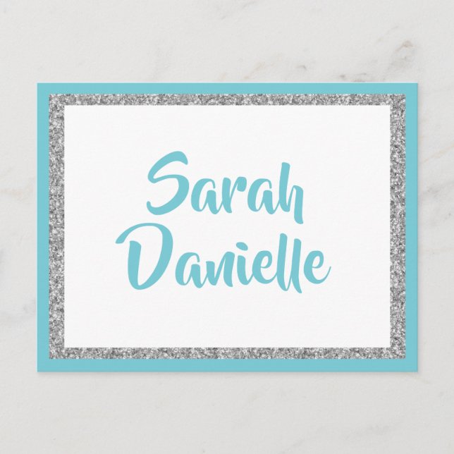 Cartão de Desejo Azul e Prateado (Frente)