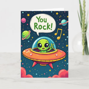 Cartão de Desejo de Aniversário de Alien Cósmico