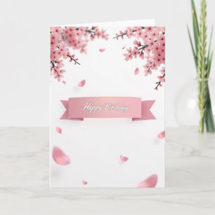 Cartão de desejo de aniversário floral cor-de-rosa