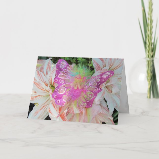 Cartão de Desejo de Fada Rosa (Frente)