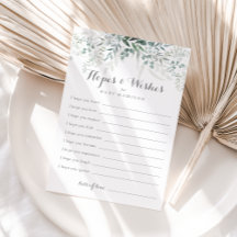 Cartão de desejo e desejo do Chá de fraldas Eucaly