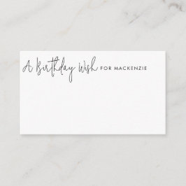 Cartão de Desejo Negra e Branca Minimalista