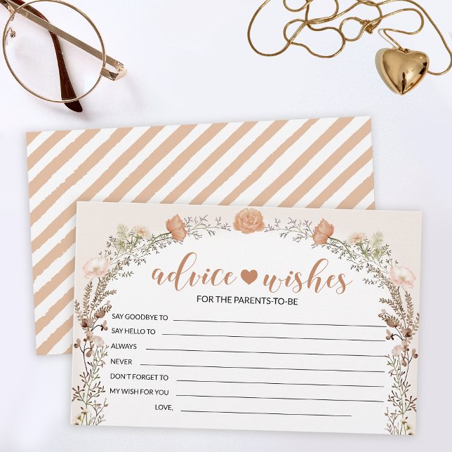 Cartão de desejo para a chá de fraldas de flor sel (Criador carregado)