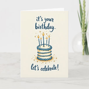 Cartão de Desejos de Aniversário Bolo Azure