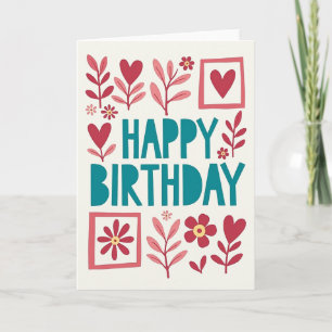 Cartão de Desejos de Aniversário com Design Turque