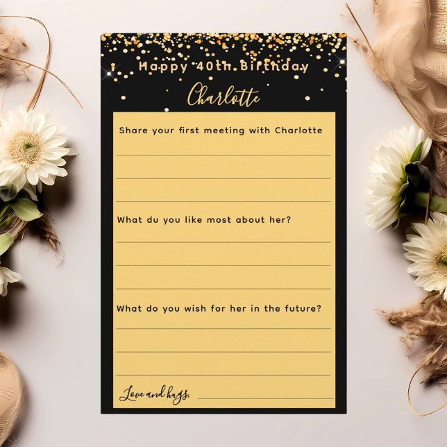 Cartão de desejos de aniversário de ouro preto (Criador carregado)