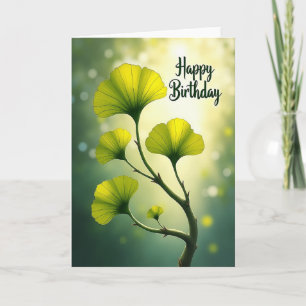 Cartão de Desejos de Aniversário Folhas Luminosas