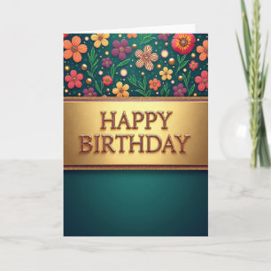 Cartão de Desejos de Aniversário Luxuoso