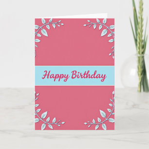 Cartão de Desejos de Aniversário Rosa Coral