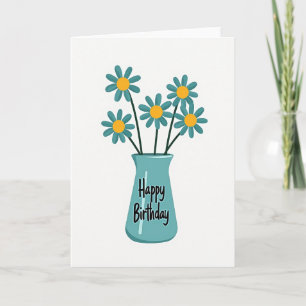 Cartão de Desejos de Aniversário Teal Bloom