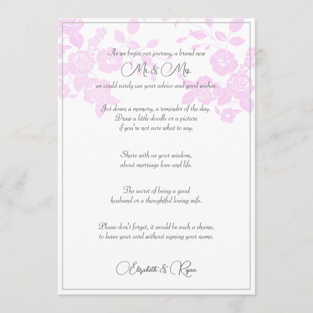 Cartão de Desejos de Casamento e Conselhos de Amor (Frente)