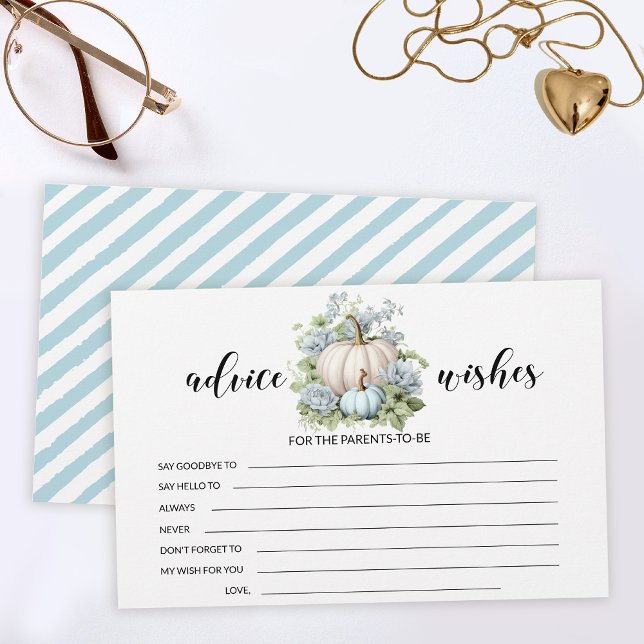 Cartão de desejos de chá de fraldas de abóbora azu (Criador carregado)