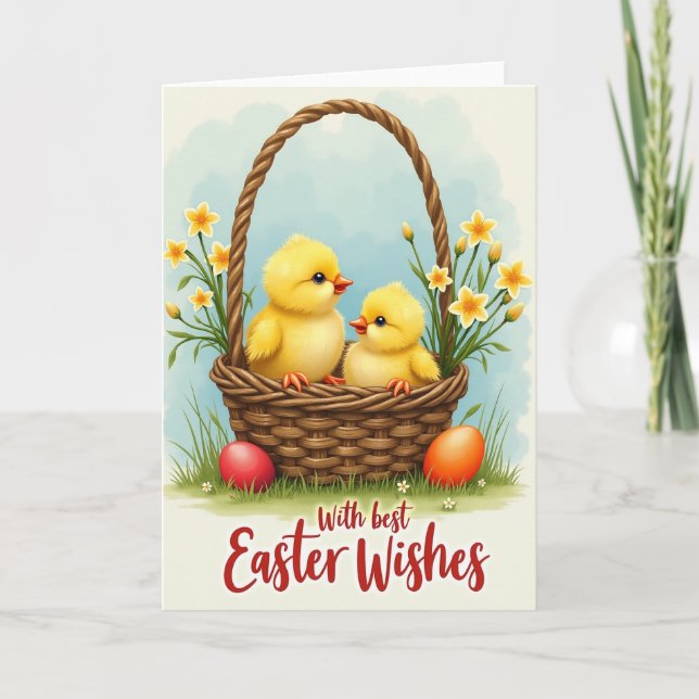 Cartão de Desejos de Primavera para Bebês Pássaros (Frente)