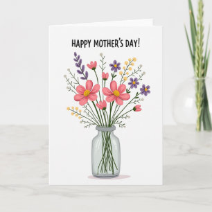 Cartão de Desejos do Dia das Mães com Flor Silvest