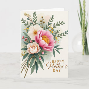 Cartão de Desejos do Dia das Mães Floral Gem