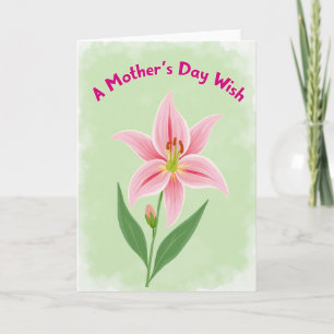 Cartão de Desejos do Dia das Mães Lírio Rosa