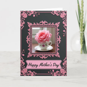 Cartão de Desejos do Dia das Mães Rosa Rosa