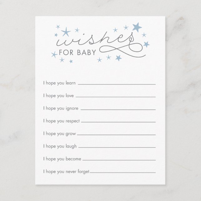 Cartão de Desejos para o Bebê Star Jogo de Chá de  (Frente)