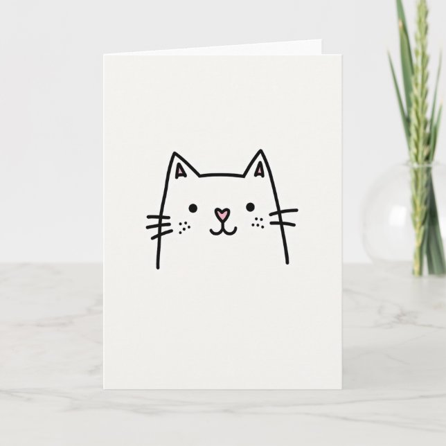 Cartão de Desenho de Gatinho Fofo (Frente)