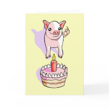 Cartão de Desenho de Leitão Feliz de Aniversário