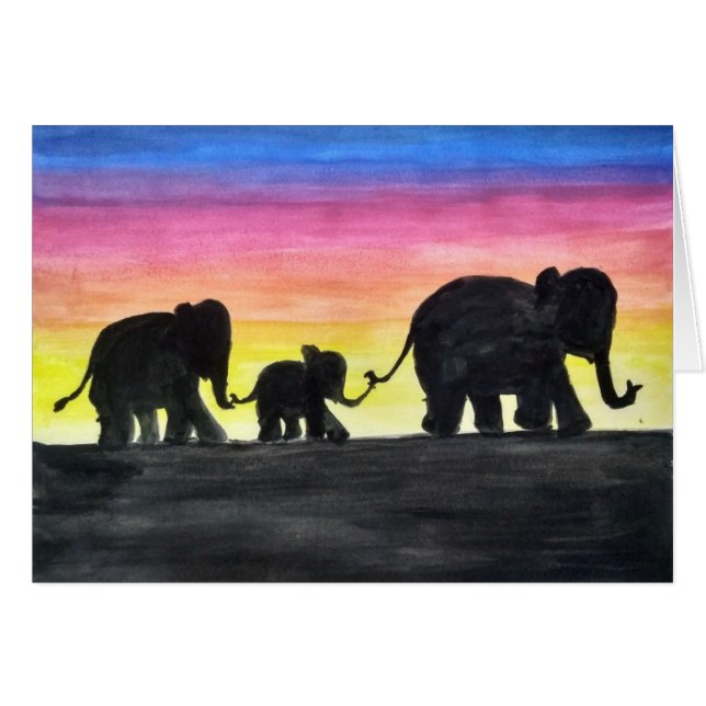 Cartão de desenho elefante por Rashmi (Frente Horizontal)