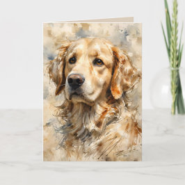 Cartão de Design de Arte de Cão Retriever Dourado
