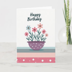 Cartão de Design de Buquê de Aniversário Doce