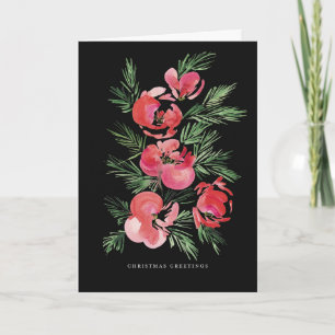 Cartão de design de flores de Natal vermelhas aqua