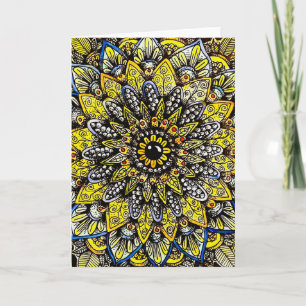 Cartão de Design de Mandala Desenhada à Mão em Ver