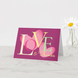 Cartão De Design de texto De Amor E Obrigados Da T