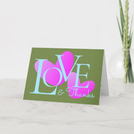 Cartão De Design de texto De Amor E Obrigados Da T