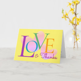 Cartão De Design de texto De Amor E Obrigados Da T