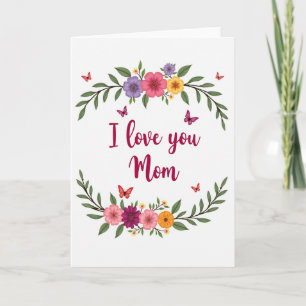Cartão de Design Floral Eu Te Amo Mãe