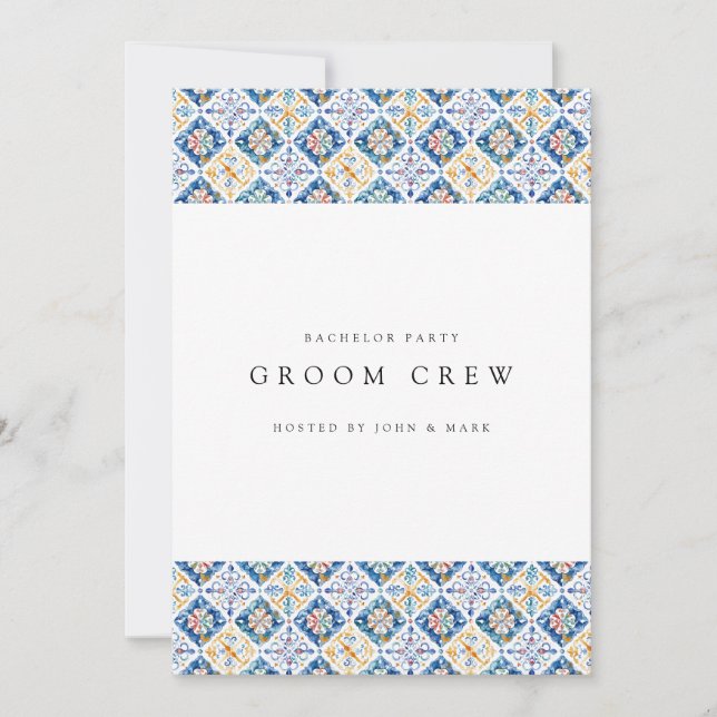 Cartão de Despedida de Solteiro para Azulejos de L (Frente)