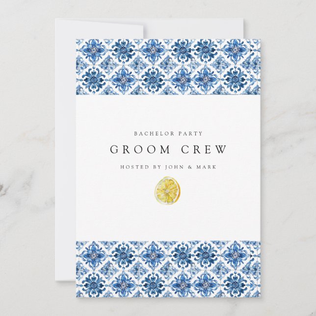 Cartão de Despedida de Solteiro para Azulejos de L (Frente)