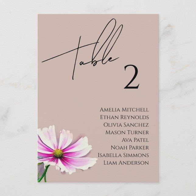 Cartão de Destino para Casamento de Flores Selvage (Frente)