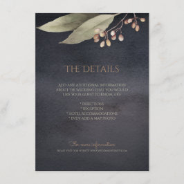 Cartão de detalhe de vegetação botânica escura