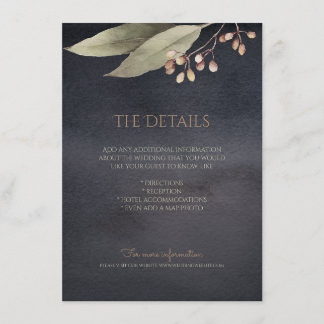 Cartão de detalhe de vegetação botânica escura (Frente)