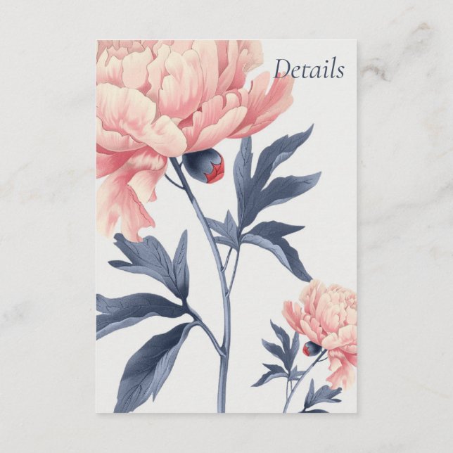 Cartão de detalhes casamento elegante e floral  (Verso)