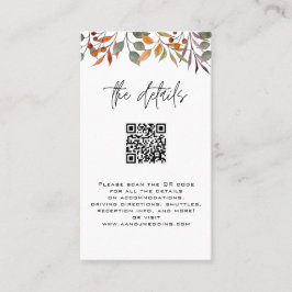Cartão de detalhes com Casamento outono QRcode