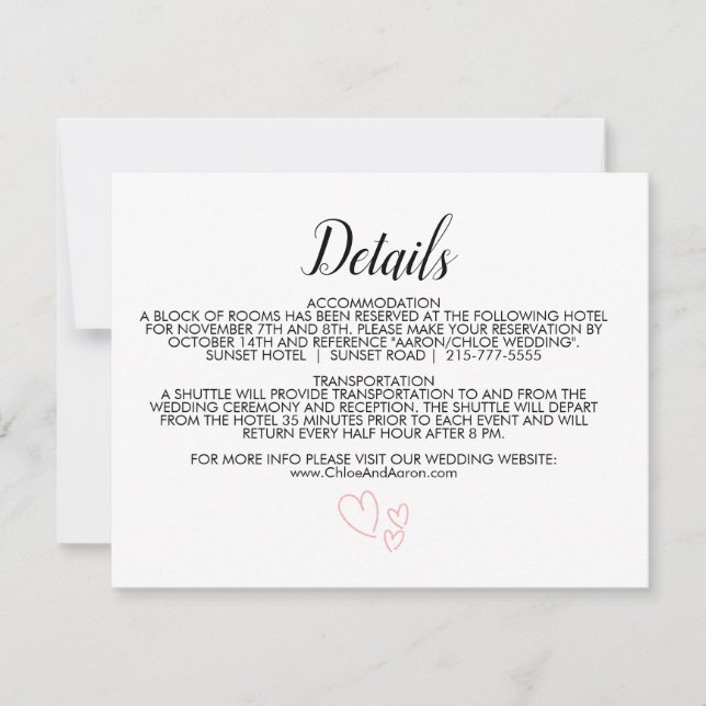 Cartão de Detalhes da Caligrafia Minimalista Delic (Frente)