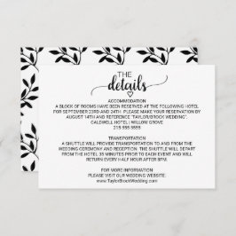 Cartão de Detalhes da Caligrafia Preta Simples