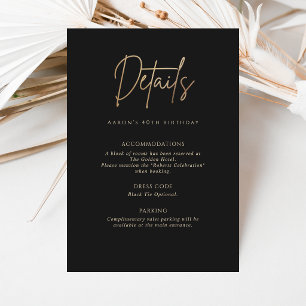 Cartão de Detalhes da Festa de Aniversário de 40 a